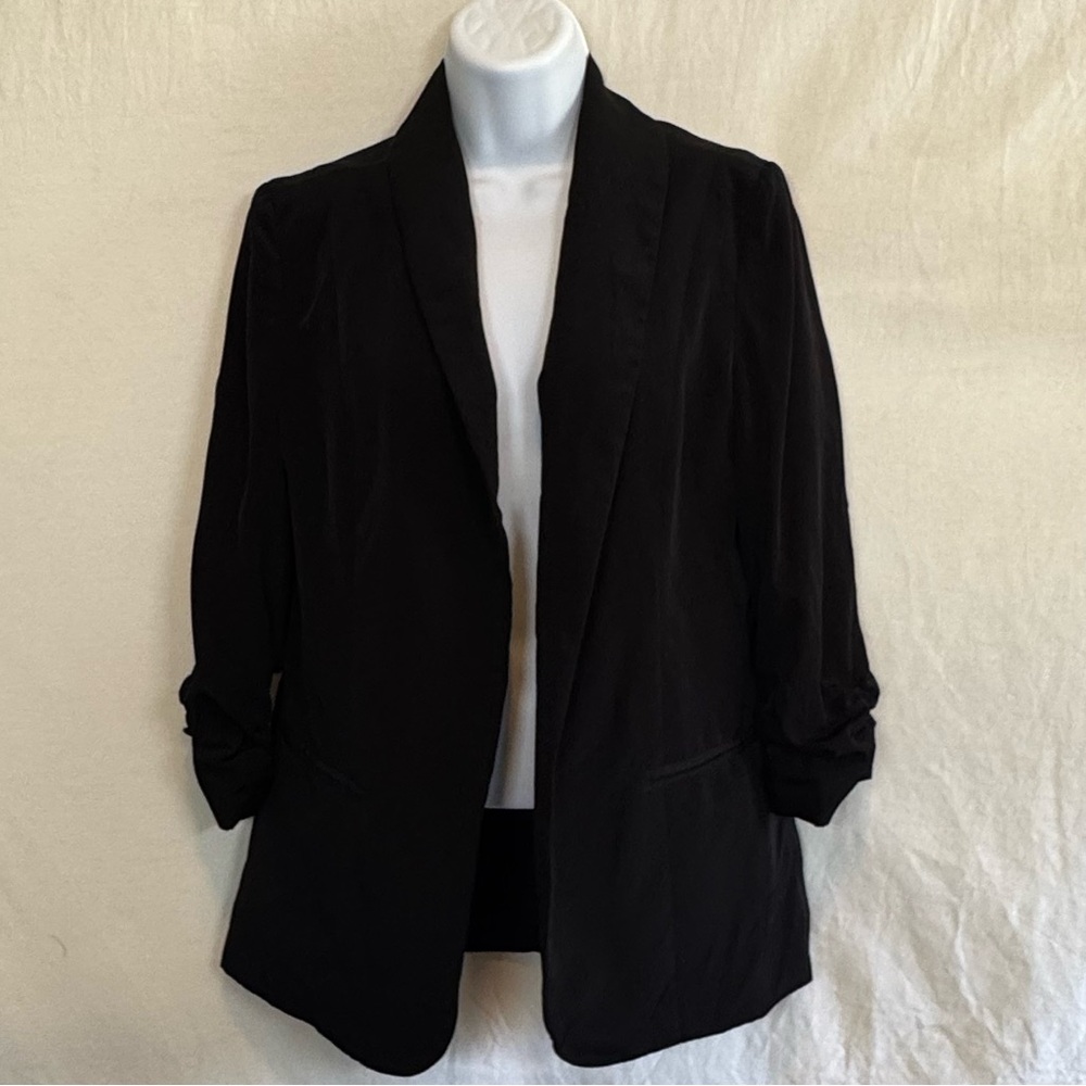 A-26 Alfani Black 3/4 Sleeve Open Lined Blazer Suit Jacket Size XS‎